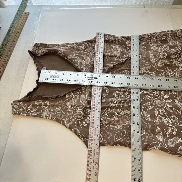 Fresh Produce Womens Brown Floral Sleeveless Dress Cotton Large Mini Beach - Picture 4 of 7